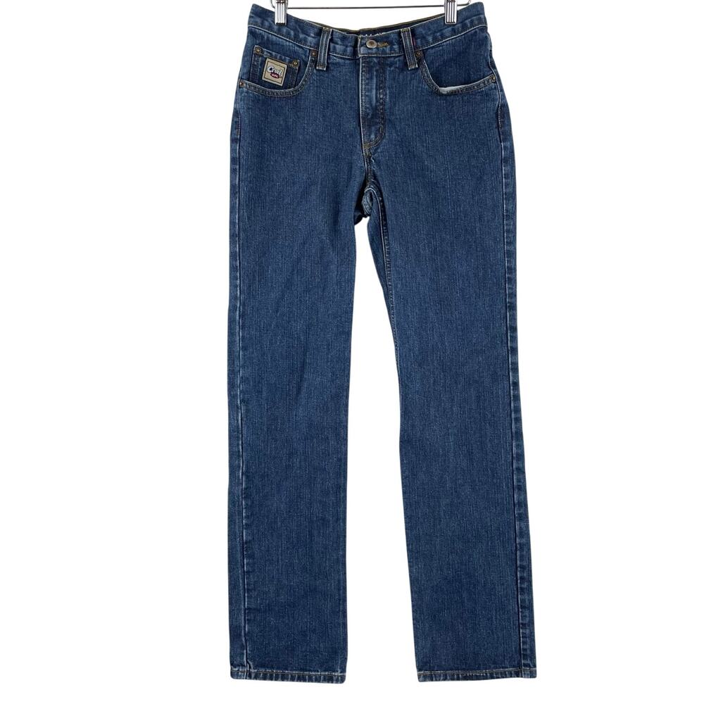 Y2K Cruel Girl Womens Low Rise Slim Jeans SZ  7 Long Blue Straight Leg Western
